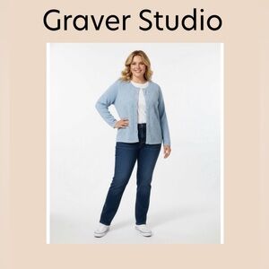 Graver Studio Blue Embroidered Cardigan